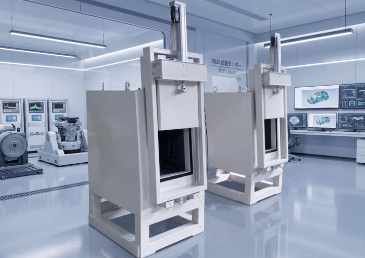 自動扉無響箱による量産ライン自動音響検査